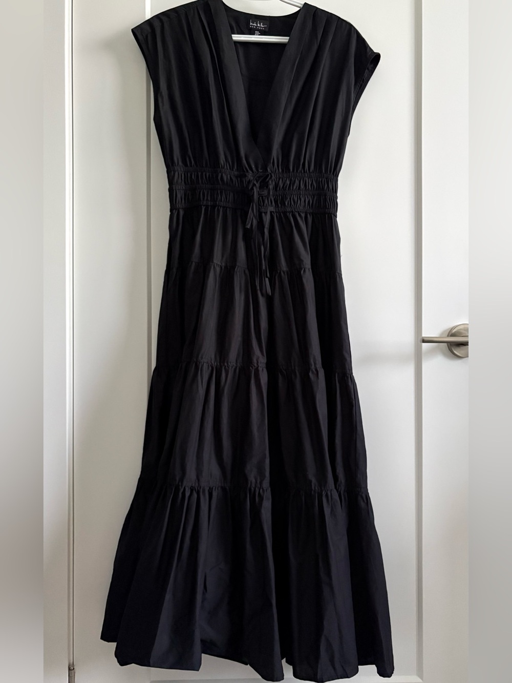 Nicole Miller Black Tiered Maxi Dress